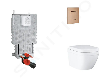 Grohe Uniset - Set předstěnové instalace, klozetu, sedátka SoftClose a tlačítka Skate Cosmopolitan, Triple Vortex, kartáčovaný W