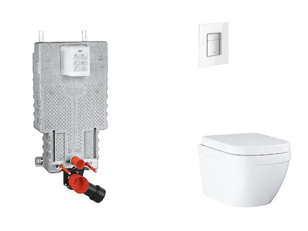 Grohe Uniset - Set předstěnové instalace, klozetu, sedátka SoftClose a tlačítka Skate Cosmopolitan, Triple Vortex, Moon White SA