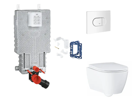 Grohe Uniset - Set předstěnové instalace, klozetu, sedátka SoftClose, tlačítka Arena Cosmopolitan a sady pro vhazování tablet, a