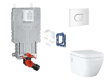 Grohe Uniset - Set předstěnové instalace, klozetu, sedátka SoftClose, tlačítka Arena Cosmopolitan a sady pro vhazování tablet, a
