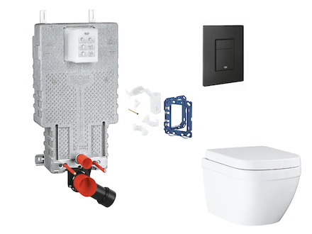 Grohe Uniset - Set předstěnové instalace, klozetu, sedátka SoftClose, tlačítka Even a sady pro vhazování tablet, Triple Vortex, 