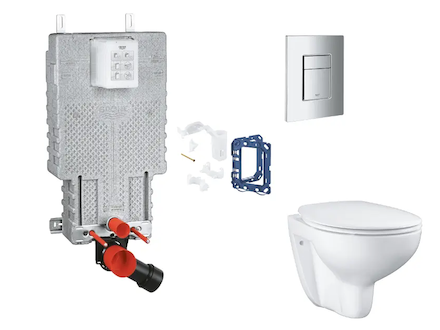 Grohe Uniset - Set předstěnové instalace, klozetu, sedátka SoftClose, tlačítka Skate Cosmopolitan a sady pro vhazování tablet, c