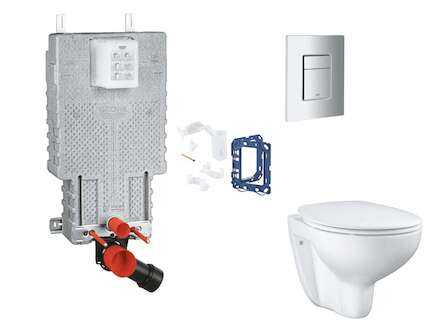 Grohe Uniset - Set předstěnové instalace, klozetu, sedátka SoftClose, tlačítka Skate Cosmopolitan a sady pro vhazování tablet, m
