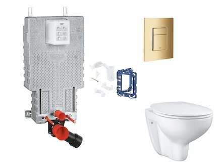 Grohe Uniset - Set předstěnové instalace, klozetu, sedátka SoftClose, tlačítka Skate Cosmopolitan a sady pro vhazování tablet, C