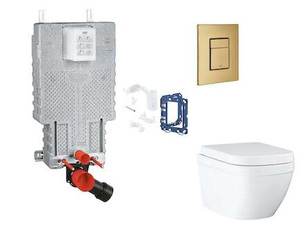 Grohe Uniset - Set předstěnové instalace, klozetu, sedátka SoftClose, tlačítka Skate Cosmopolitan a sady pro vhazování tablet, T