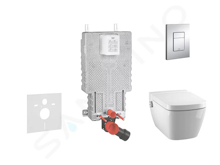 Grohe Uniset - Set předstěnové instalace, sprchovací toalety a sedátka Tece, tlačítka Skate Cosmo, Rimless, SoftClose, chrom 386