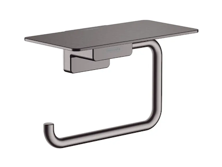 Hansgrohe AddStoris - Držák toaletního papíru s poličkou, kartáčovaný černý chrom 41772340