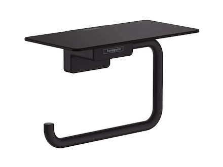 Hansgrohe AddStoris - Držák toaletního papíru s poličkou, matná černá 41772670