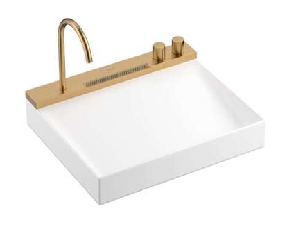 Hansgrohe Avalegra - Umyvadlo 58x48 cm, s termostatickou baterií a sprškou, 2 proudy, bez přepadu, kartáčovaný bronz 22472140