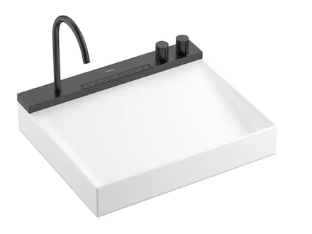 Hansgrohe Avalegra - Umyvadlo 58x48 cm, s termostatickou baterií a sprškou, 2 proudy, bez přepadu, kartáčovaný černý chrom 22472
