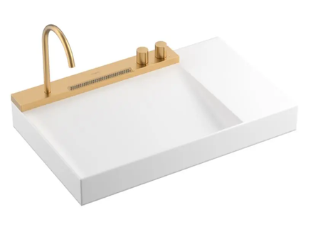 Hansgrohe Avalegra - Umyvadlo 78x48 cm, s termostatickou baterií a sprškou, 2 proudy, bez přepadu, kartáčovaný bronz 22473140