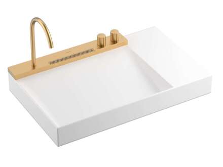 Hansgrohe Avalegra - Umyvadlo 78x48 cm, s termostatickou baterií a sprškou, 2 proudy, bez přepadu, kartáčovaný bronz 22473140