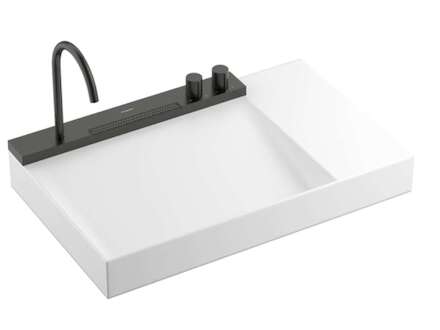 Hansgrohe Avalegra - Umyvadlo 78x48 cm, s termostatickou baterií a sprškou, 2 proudy, bez přepadu, kartáčovaný černý chrom 22473