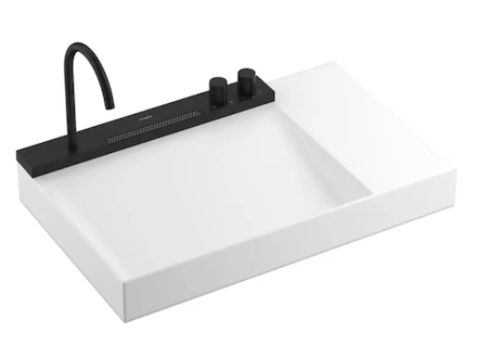 Hansgrohe Avalegra - Umyvadlo 78x48 cm, s termostatickou baterií a sprškou, 2 proudy, bez přepadu, matná černá 22473670