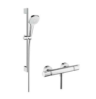 Hansgrohe Croma Select E - Sprchový set Vario s termostatem, 3 proudy, sprchová tyč 65 cm, bílá/chrom 27081400