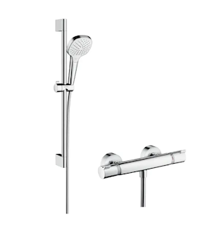 Hansgrohe Croma Select E - Sprchový set Vario s termostatem, 3 proudy, sprchová tyč 65 cm, bílá/chrom 27081400
