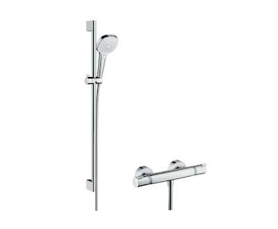 Hansgrohe Croma Select E - Sprchový set Vario s termostatem, 3 proudy, sprchová tyč 90 cm, bílá/chrom 27082400