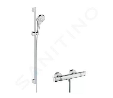 Hansgrohe Croma Select S - Sprchový set Vario s termostatem, 3 proudy, sprchová tyč 90 cm, bílá/chrom 27014400