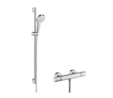 Hansgrohe Croma Select S - Sprchový set Vario s termostatem, 3 proudy, sprchová tyč 90 cm, bílá/chrom 27014400