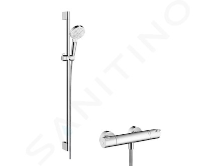 Hansgrohe Crometta - Sprchový set Vario s termostatem Ecostat 1001 CL, 2 proudy, bílá/chrom 27812400