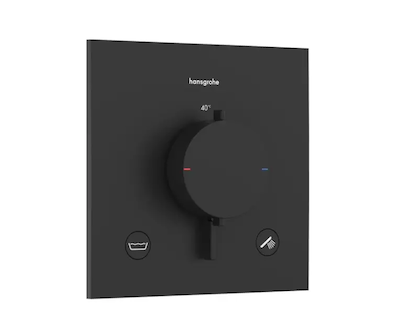 Hansgrohe Ecostat Comfort E - Termostatická baterie pod omítku, pro 2 spotřebiče, matná černá 33716670