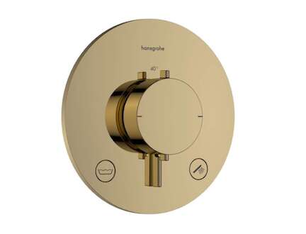 Hansgrohe Ecostat Comfort S - Termostatická baterie pod omítku, pro 2 spotřebiče, leštěný vzhled zlata 33718990