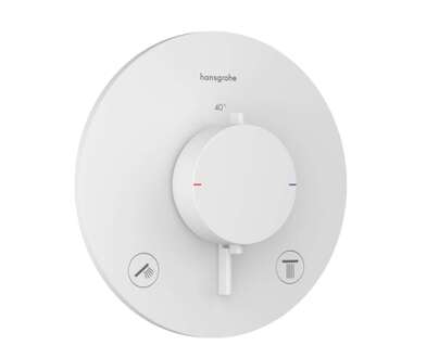 Hansgrohe Ecostat Comfort S - Termostatická baterie pod omítku, pro 2 spotřebiče, matná bílá 33715700