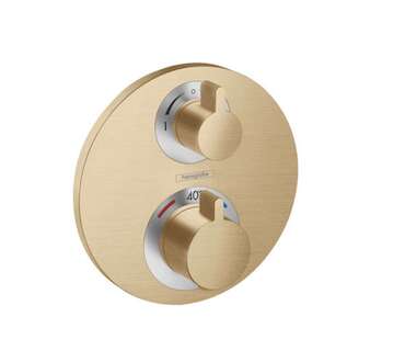 Hansgrohe Ecostat S - Termostatická baterie pod omítku pro 2 spotřebiče, kartáčovaný bronz 15758140