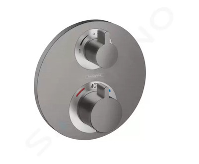 Hansgrohe Ecostat S - Termostatická baterie pod omítku pro 2 spotřebiče, kartáčovaný černý chrom 15758340