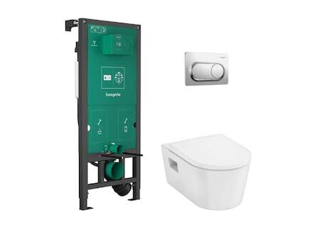 Hansgrohe EluPura Original S - Set předstěnové instalace, klozetu EluPura Original S a sedátka SoftClose, tlačítko iFrame Origin