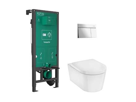 Hansgrohe EluPura S - Set předstěnové instalace, klozetu EluPura S a sedátka SoftClose, tlačítko iFrame Element E, chrom 6030300