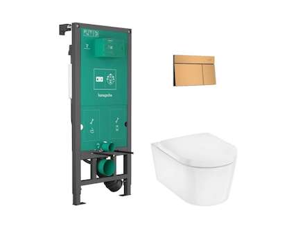 Hansgrohe EluPura S - Set předstěnové instalace, klozetu EluPura S a sedátka SoftClose, tlačítko iFrame Element E, kartáčovaný b