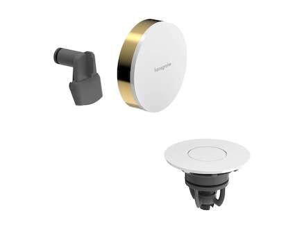Hansgrohe Exafill - Vrchní sada k vanové odtokové a přepadové soupravě s napouštěním, Push-Open, lesklá bílá/leštěný vzhled zlat