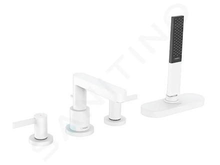 Hansgrohe Finoris - Baterie na okraj vany, 4-otvorová instalace, sBox, matná bílá 76444700