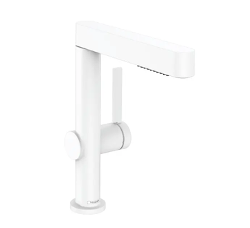 Hansgrohe Finoris - Umyvadlová baterie 230, s výpustí Push-Open a výsuvnou sprškou, EcoSmart, matná bílá 76063700