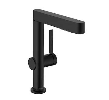 Hansgrohe Finoris - Umyvadlová baterie 230, s výpustí Push-Open a výsuvnou sprškou, EcoSmart, matná černá 76063670