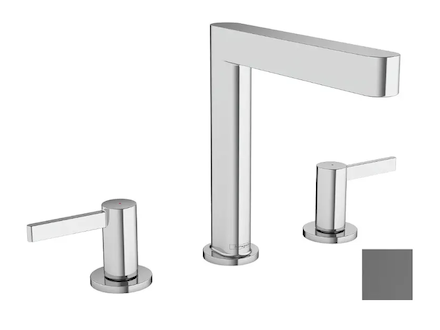 Hansgrohe Finoris - Umyvadlová baterie, s výpustí Push-Open, 3-otvorová instalace, EcoSmart, kartáčovaný černý chrom 76034340