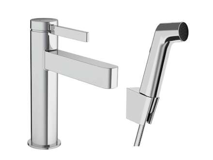 Hansgrohe Finoris - Umyvadlová baterie s výpustí Push-Open a bidetovou sprškou, EcoSmart, chrom 76210000