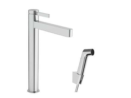 Hansgrohe Finoris - Umyvadlová baterie s výpustí Push-Open a bidetovou sprškou, EcoSmart, chrom 76220000