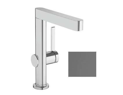 Hansgrohe Finoris - Umyvadlová baterie, s výpustí Push-Open a otočným výtokem, kartáčovaný černý chrom 76060340