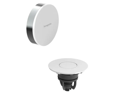 Hansgrohe Flexaplus - Vrchní sada k vanové odtokové a přepadové soupravě s napouštěním, Push-Open, chrom/vysoce lesklá bílá 5818