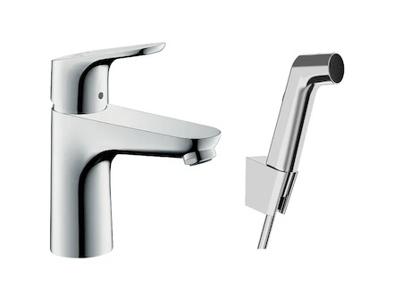 Hansgrohe Focus E2 - Umyvadlová baterie 100, s ruční sprchou Bidette, chrom 31927000