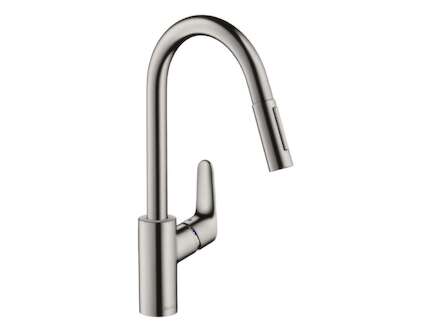 Hansgrohe Focus M41 - Dřezová baterie M4116-H240 s výsuvnou sprškou, sBOX, vzhled nerezu 73880800