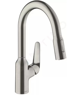 Hansgrohe Focus M42 - Dřezová baterie M4216-H180 s výsuvnou sprškou, sBOX, vzhled nerezu 71821800