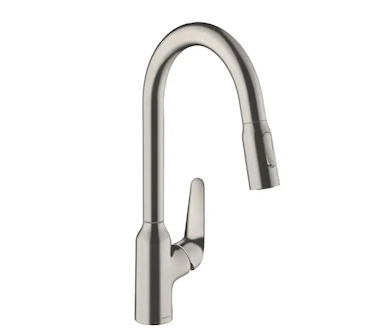 Hansgrohe Focus M42 - Dřezová baterie M429-H220 s výsuvnou sprškou, vzhled nerezu 71800800