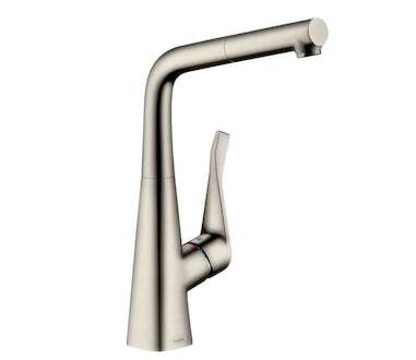 Hansgrohe M71 - Dřezová baterie M7114-H320 s výsuvnou sprškou, sBOX, vzhled nerezu 73812800
