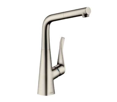 Hansgrohe Metris New - Dřezová baterie s výsuvnou koncovkou, vzhled nerezu 14821800