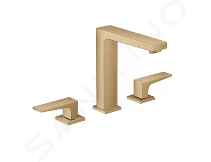Hansgrohe Metropol - Umyvadlová baterie s výpustí Push-Open, 3-otvorová instalace, kartáčovaný bronz 32515140