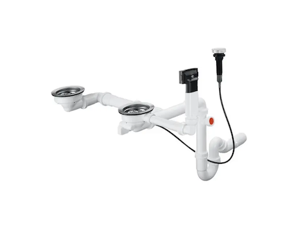 Hansgrohe Odtokové soupravy - Automatická odtoková a přepadová souprava pro granitový dvoudřez, chrom 43938000