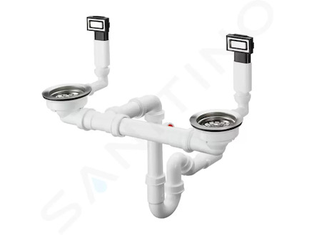 Hansgrohe Odtokové soupravy - Odtoková a přepadová souprava pro dvoudřez, nerezová ocel 43922800